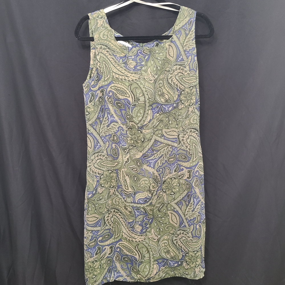 Robbie Bee Vintage 100% Silk Paisley Dress In Greens And Blues 90's, Y2k